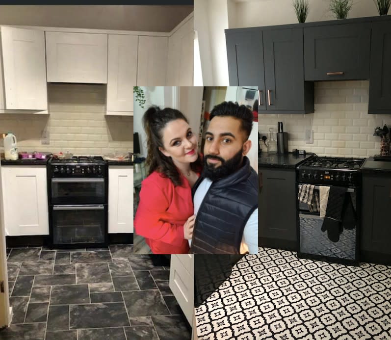 A couple have transformed their drab kitchen for less than £150. (Latestdeals.co.uk)