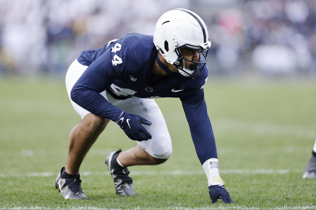 UNIVERSITY PARK, PA - NOVEMBER 11: Penn State Nittany Lions defensive end Chop Robinson (44) lines up on defense during a college football game against the Michigan Wolverines on November 11, 2023 at Beaver Stadium in University Park, Pennsylvania. (Photo by Joe Robbins/Icon Sportswire via Getty Images)