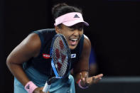 Tennis - Australian Open - Women's Singles Final - Melbourne Park, Melbourne, Australia, January 26, 2019. Japan's Naomi Osaka reacts during her match against Czech Republic's Petra Kvitova. REUTERS/Kim Kyung-Hoon