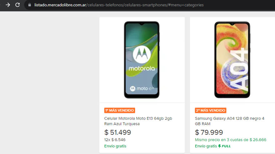El Galaxy A04 es el celular de Samsung más vendido en Mercado Libre.