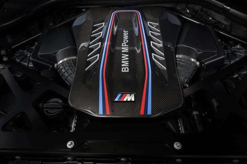 The twin-turbo BMW V8 engine in the X5M and X6M Competition