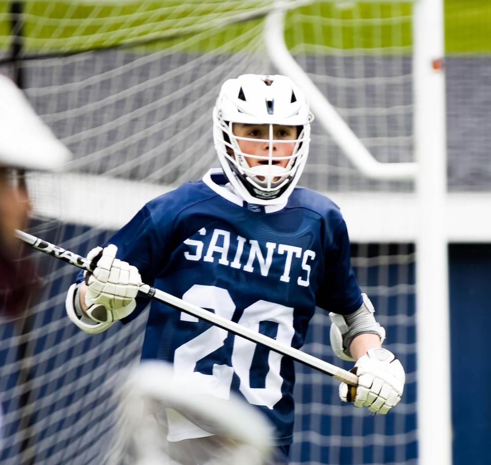 Zach Bottril and the St. Thomas Aquinas boys lacrosse team won its seventh straight game to end the regular season on Friday, beating Souhegan, 19-3.