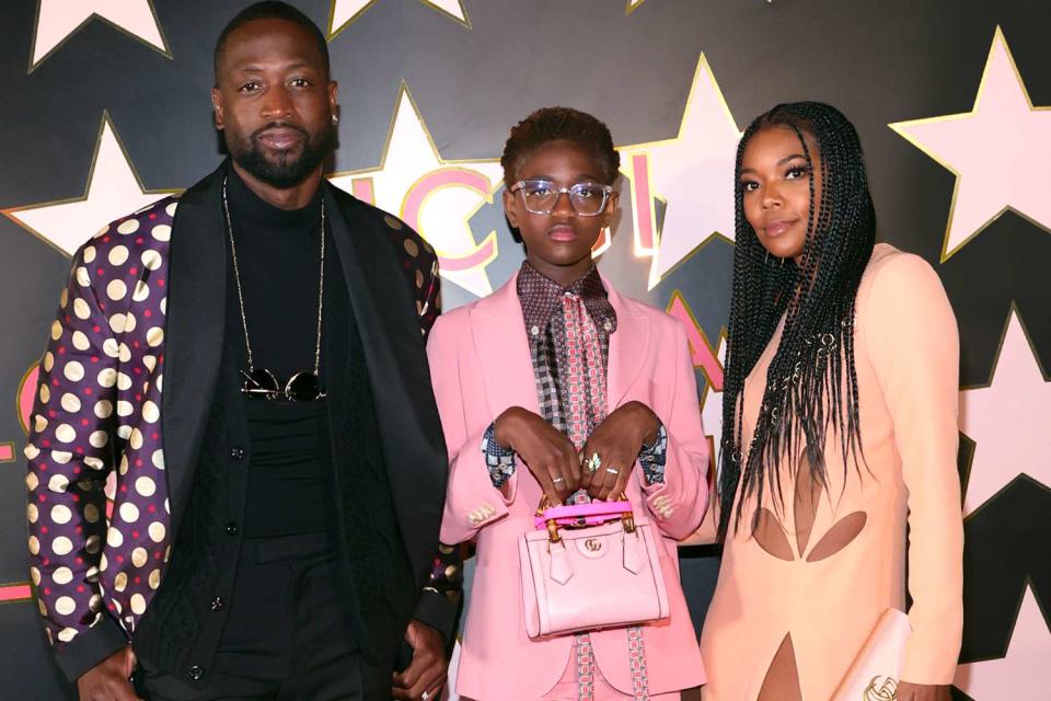 Dwyane Wade, Zaya Wade, and Gabrielle Union arrive at Gucci Love Parade