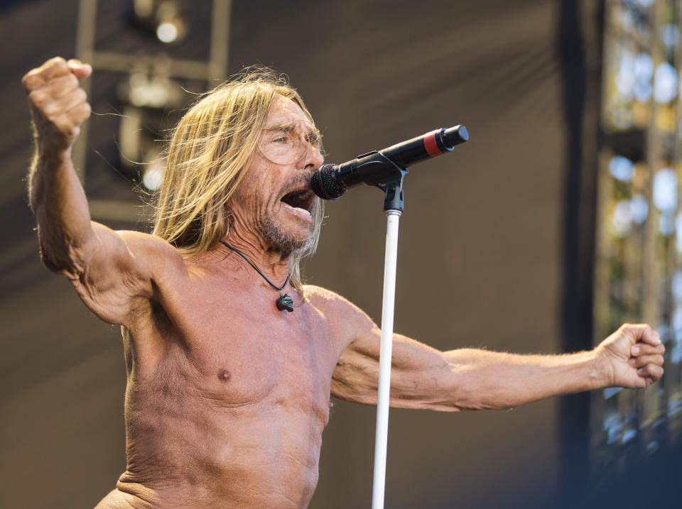 FILE - Iggy Pop performs at FYF Fest Day 3 on July 23, 2017, in Los Angeles. The singer turns 47 on April 21. (Photo by Colin Young-Wolff/Invision/AP, File)