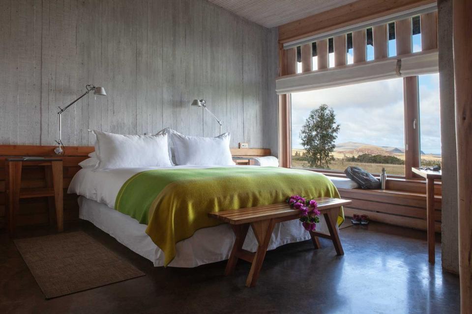 Guest room with a view at the Explora Rapa Nui hotel in Chile