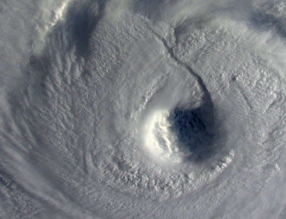 "Scary. The sunlight is far from reaching down the abyss of Neoguri's 65 km-wide eye," wrote ESA's Alexander Gerst from the International Space Station July 7.