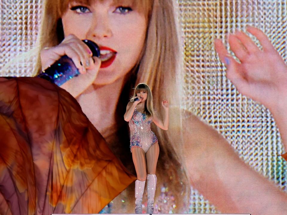 Taylor Swift performs onstage for the opening night of "Taylor Swift | The Eras Tour" at State Farm Stadium on March 17, 2023.