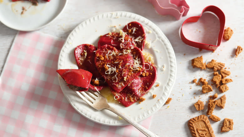 heart-shaped red ravioli