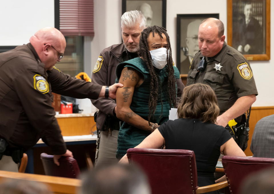 Darrell Brooks appears in Waukesha County Court in Waukesha, Wisc., Tuesday. (Mark Hoffman/Pool via Reuters)