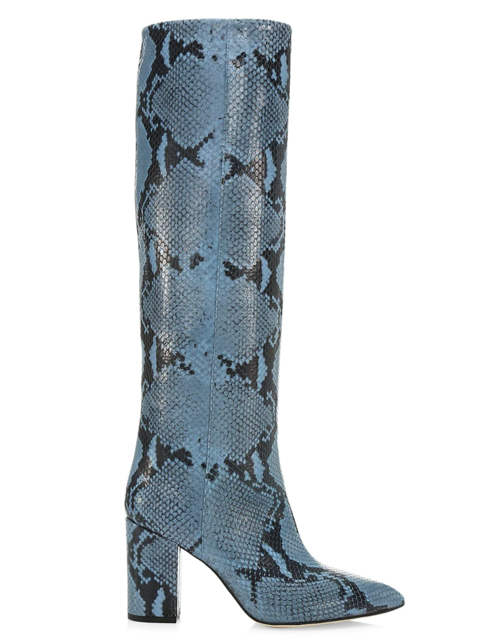Knee-High Python-Embossed Leather Boots