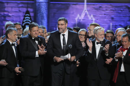 72nd Annual Tony Awards - Show - New York, U.S., 10/06/2018 - The creators of "The Band's Visit" accept the Best Musical award. REUTERS/Lucas Jackson