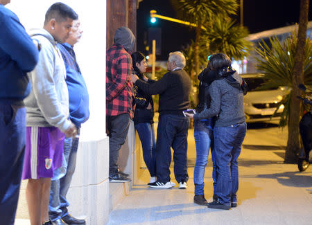 Relatives of the 44 crew members of the missing at sea ARA San Juan submarine react outside a hotel where they are staying in Mar del Plata, Argentina November 17, 2018. REUTERS/Marina Devo