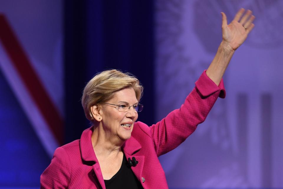 Democratic presidential hopeful Massachusetts Sen. Elizabeth Warren in Los Angeles on October 10, 2019.