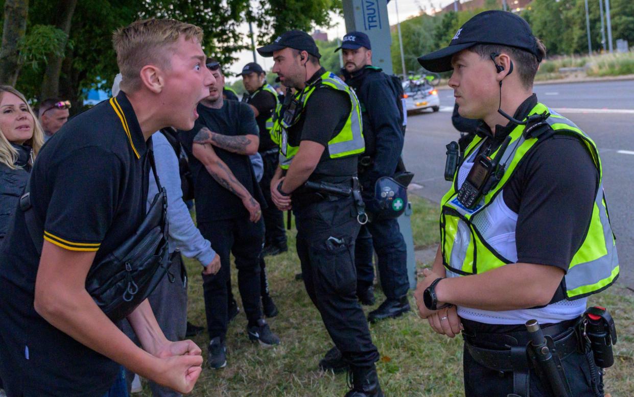 Far-Right protesters confront police officers in Portsmouth