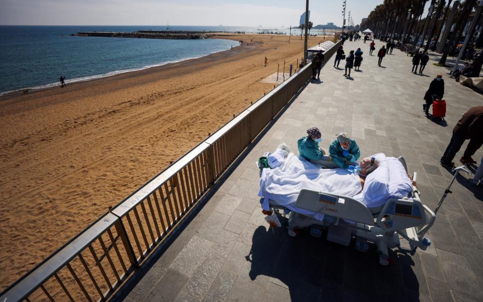 Joan Soler Sendra is given a dose of 'sea therapy' in Barcelona - Nacho Doce/Reuters