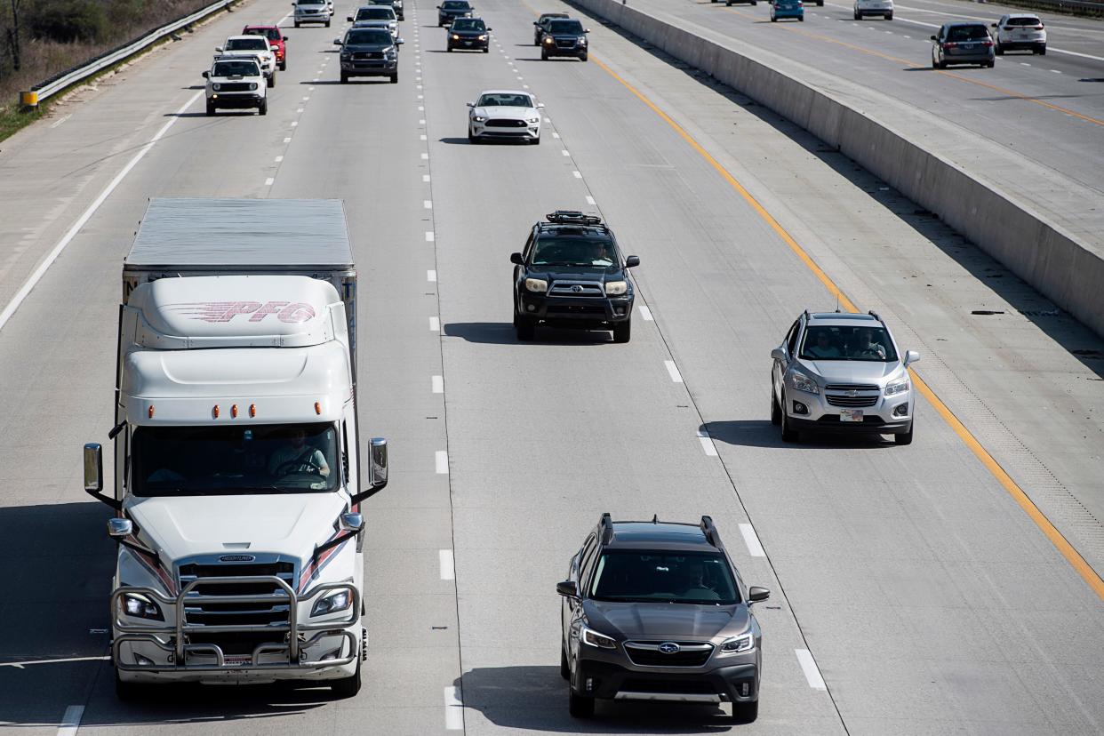 Traffic flows on a portion of I-26 West in March.