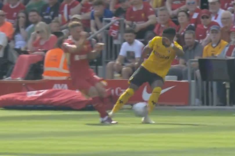 Semedo was sent off for a tackle on Mac Allister -Credit:Sky Sports