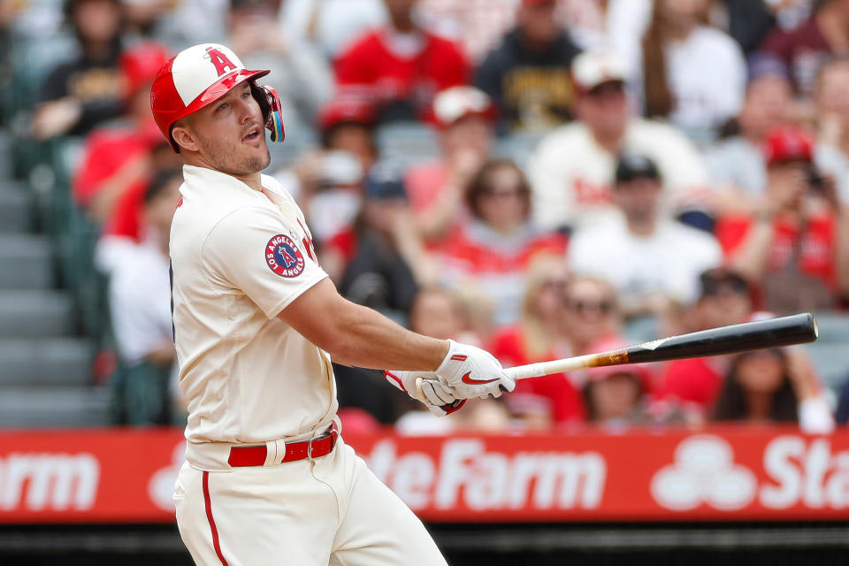 Mike Trout has battled injuries for the third consecutive season and the supporting cast is questionable, but with the discounted draft prices in Fantasy Baseball, it's worth the risk.  (Photo by Brandon Sloter/Icon Sportswire via Getty Images)