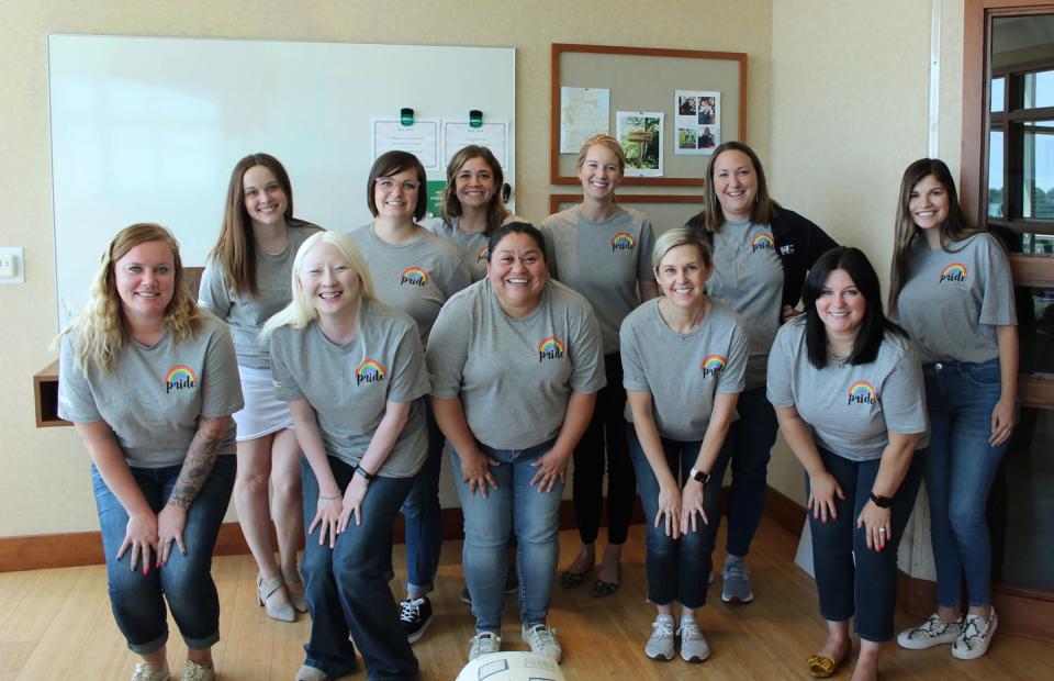 MSU Federal Credit Union employees purchased Pride shirts to support a local LQBTQIA+ nonprofit.