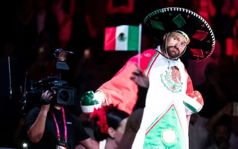 Fury's attire was in honour of Mexican Independence weekend  - Credit: Rex
