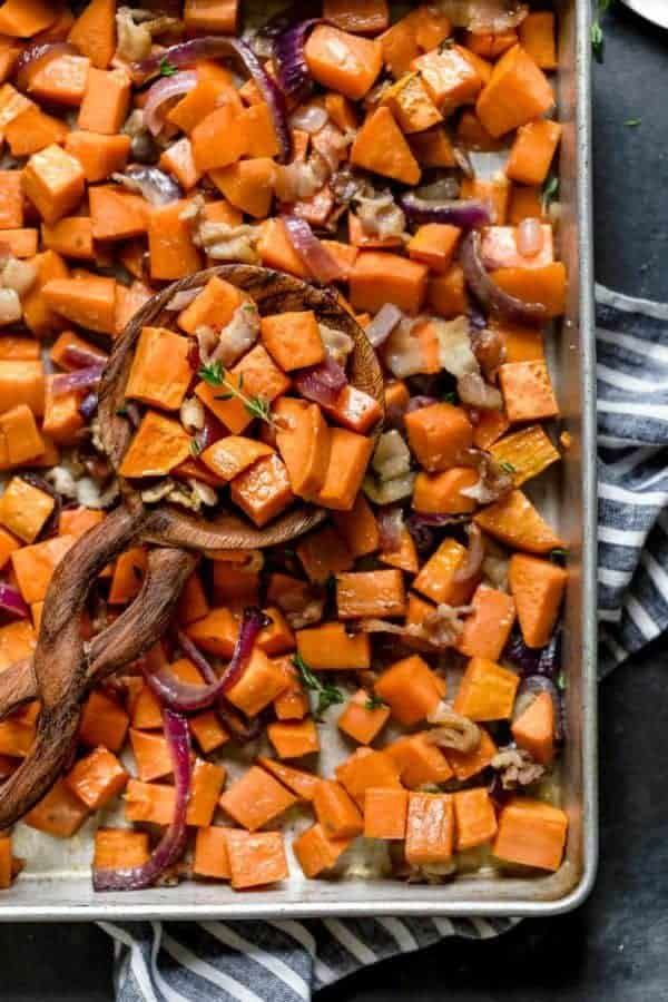 1) Roasted Sweet Potatoes With Maple And Bacon