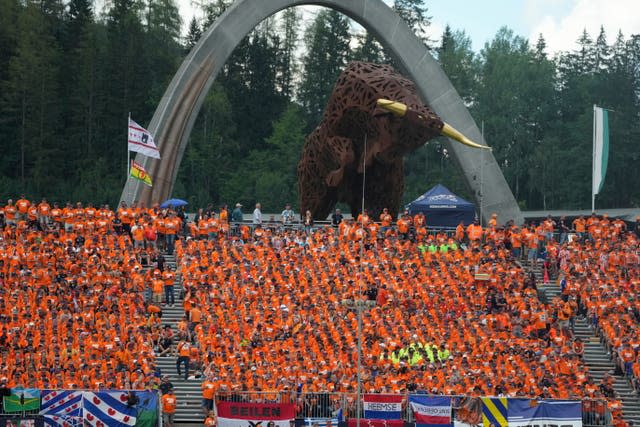 Fans cheer on Red Bull driver Max Verstappen 