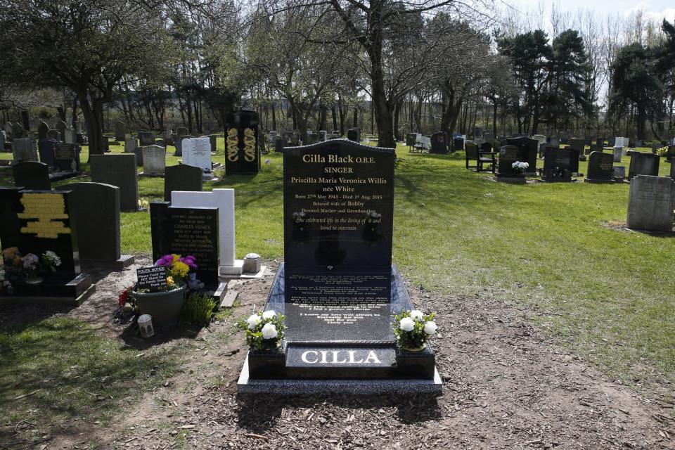 Cilla Black's grave was previously fitted with a new headstone and plinth after its bronze plaque was stolen in January 2016 (PA)