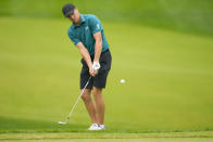 Jordan Spieth chips to the green on the seventh hole during a practice round for the PGA Championship golf tournament at the Valhalla Golf Club, Tuesday, May 14, 2024, in Louisville, Ky. (AP Photo/Matt York)