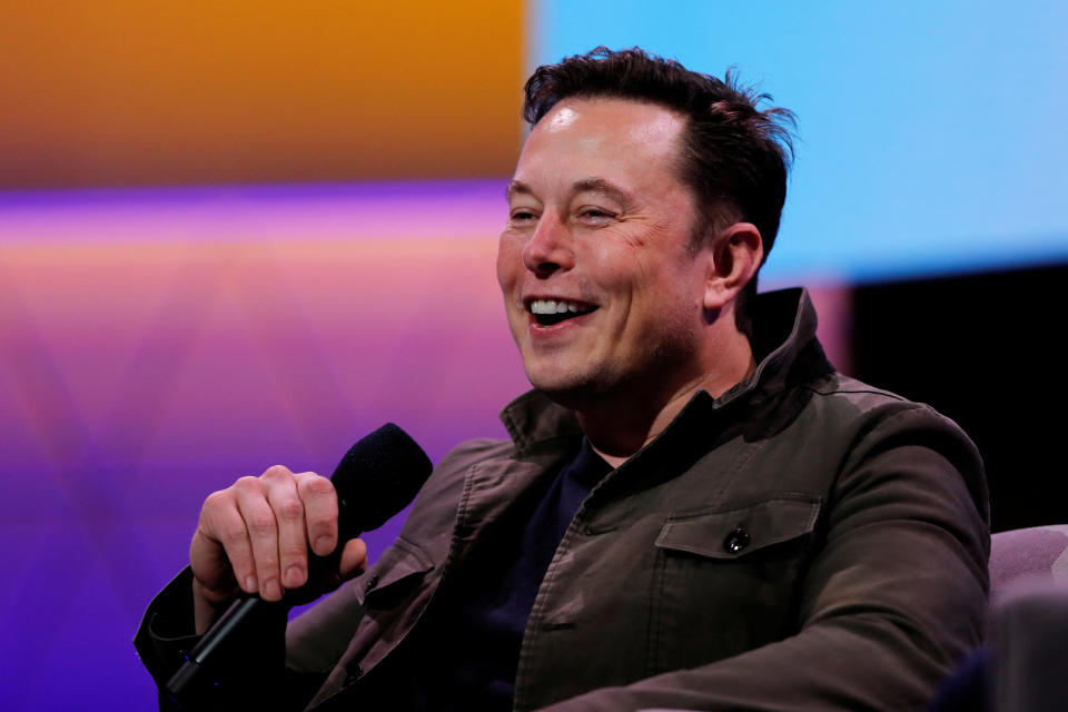 SpaceX owner and Tesla CEO Elon Musk speaks during a conversation with legendary game designer Todd Howard (not pictured) at the E3 gaming convention in Los Angeles, California, U.S., June 13, 2019.  REUTERS/Mike Blake