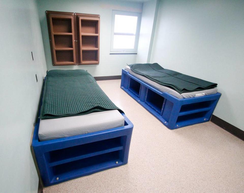 Rooms are spartan and often shared at the SLO County Psychiatric Health Facility (PHF). Men and women have separate rooms.