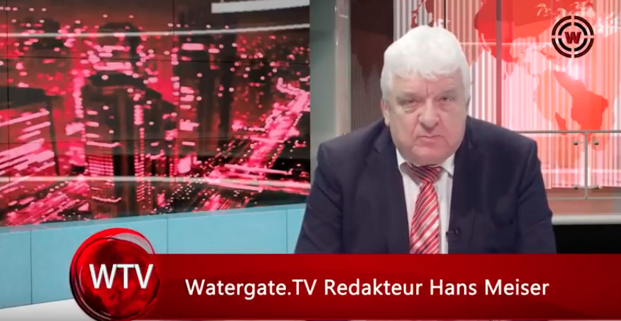 Hans Meiser als Ansager bei “Watergate.TV” – Die von ihm anmoderierten Beiträge habe er angeblich nie gesehen. (Bild: YouTube/Watergate.TV)