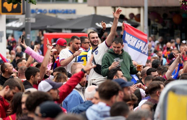 Serbia fans in Gelsenkirchen