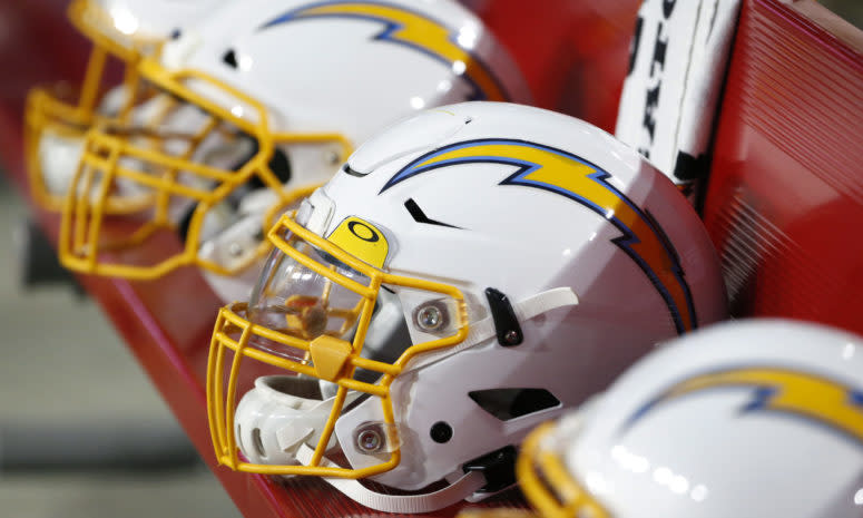 Los Angeles Chargers helmets.