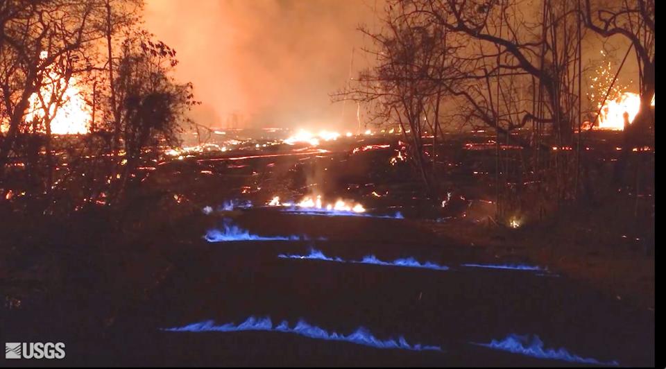 Kilauea Hawaii volcano blue fire