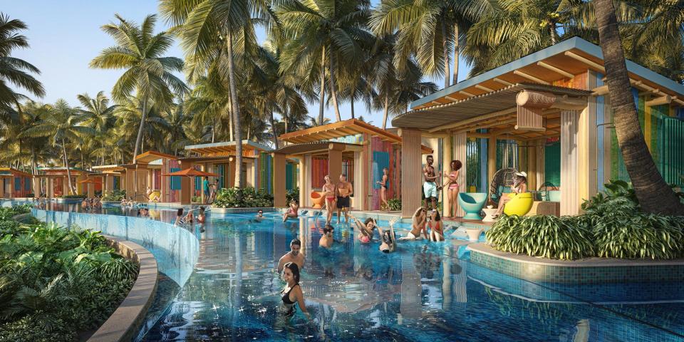A rendering of a private cabana at Hideaway Beach