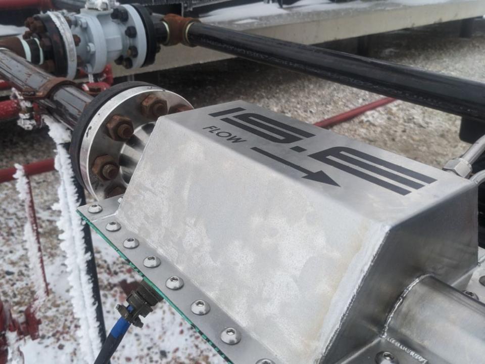  FLOW, the same technology applied to a Multiphase Flow Meter built in Calgary by Impossible Sensing Energy Inc. and installed in an oil well in Canada.