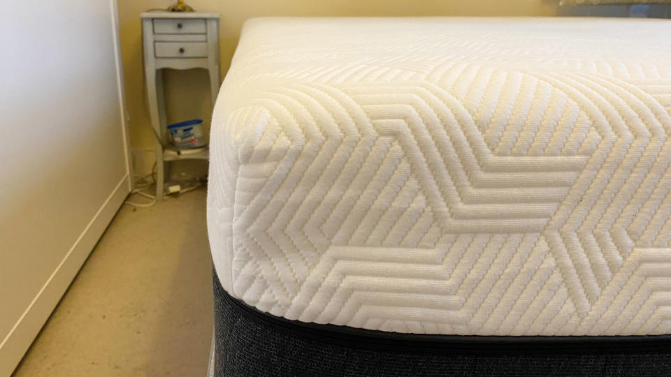 The corner of the Panda Hybrid Bamboo mattress