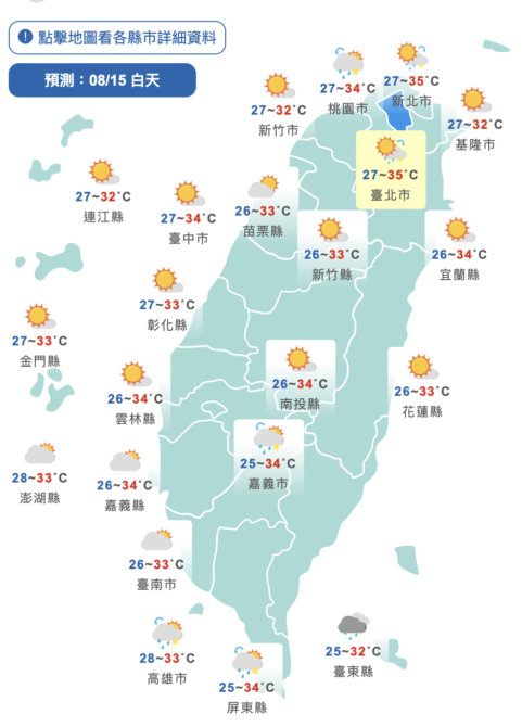 今各地高溫炎熱。(圖/中央氣象局)