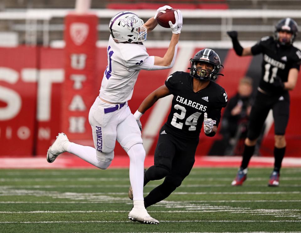 Corner Canyon and Lehi play in high school football semifinal action at Rice-Eccles Stadium in Salt Lake City on Friday, Nov. 10, 2023. | Scott G Winterton, Deseret News