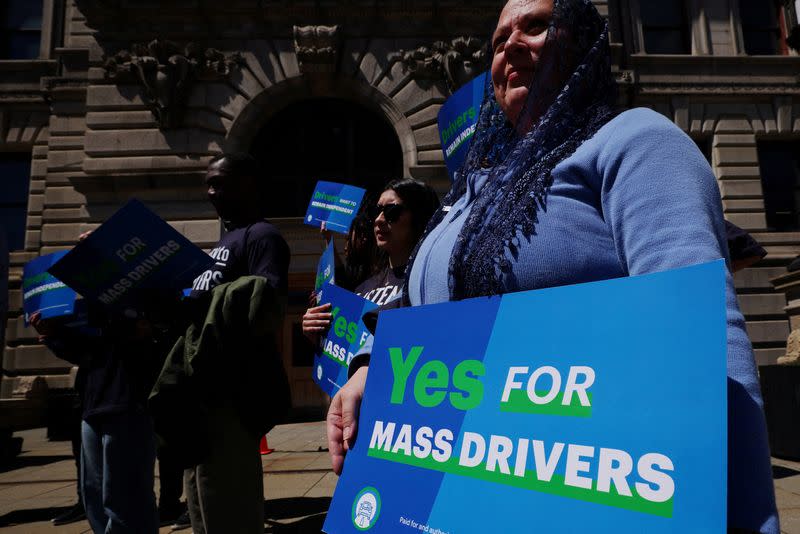 FILE PHOTO: Rideshare and delivery drivers gather to support ballot measure in Worcester