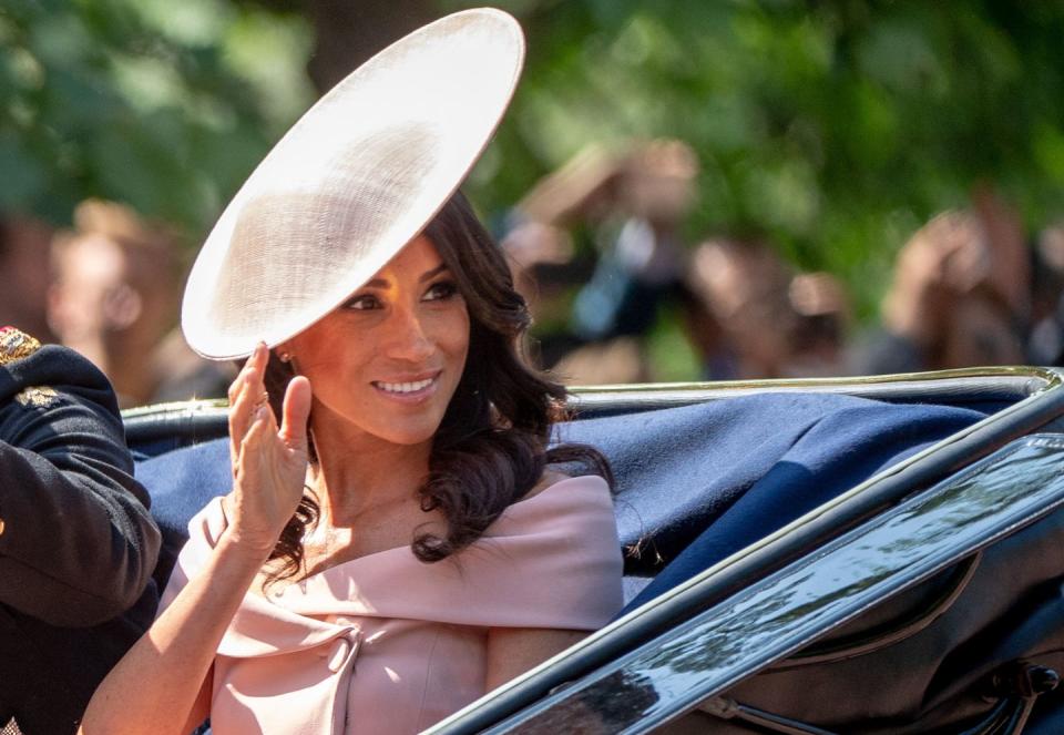 <p>Meghan Markle making her Trooping the Colour debut. (More on her gorgeous outfit here.)</p>