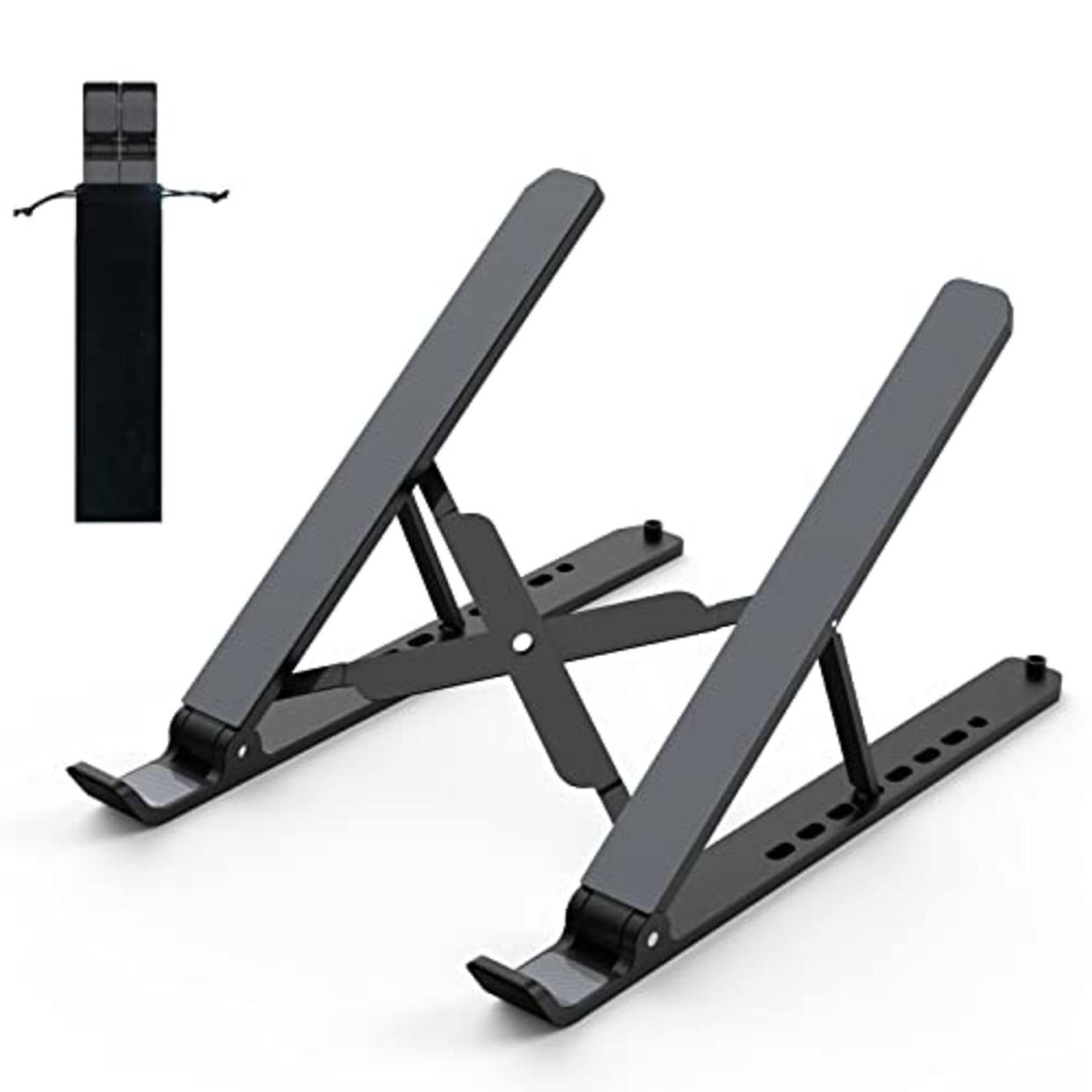 Tonmom Laptop Stand for Desk, Adjustable Riser ABS+Silicone Foldable and Portable Holder, Ventilated Cooling Notebook Stand for 10-15.6” Laptops,Tablet-Black (AMAZON)