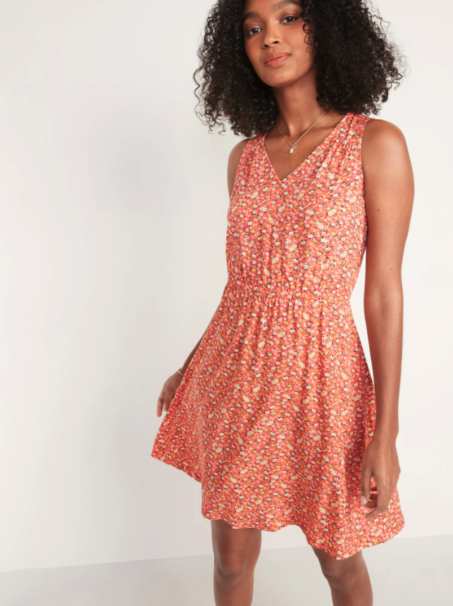 Sleeveless Waist-Defined V-Neck Dress. Image via Old Navy.