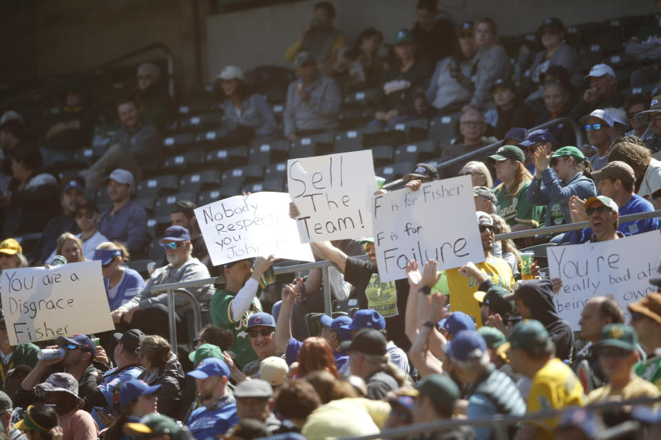 Fans in Oakland are beyond frustrated with the state of their team. (Photo by Michael Zagaris/Oakland Athletics/Getty Images)