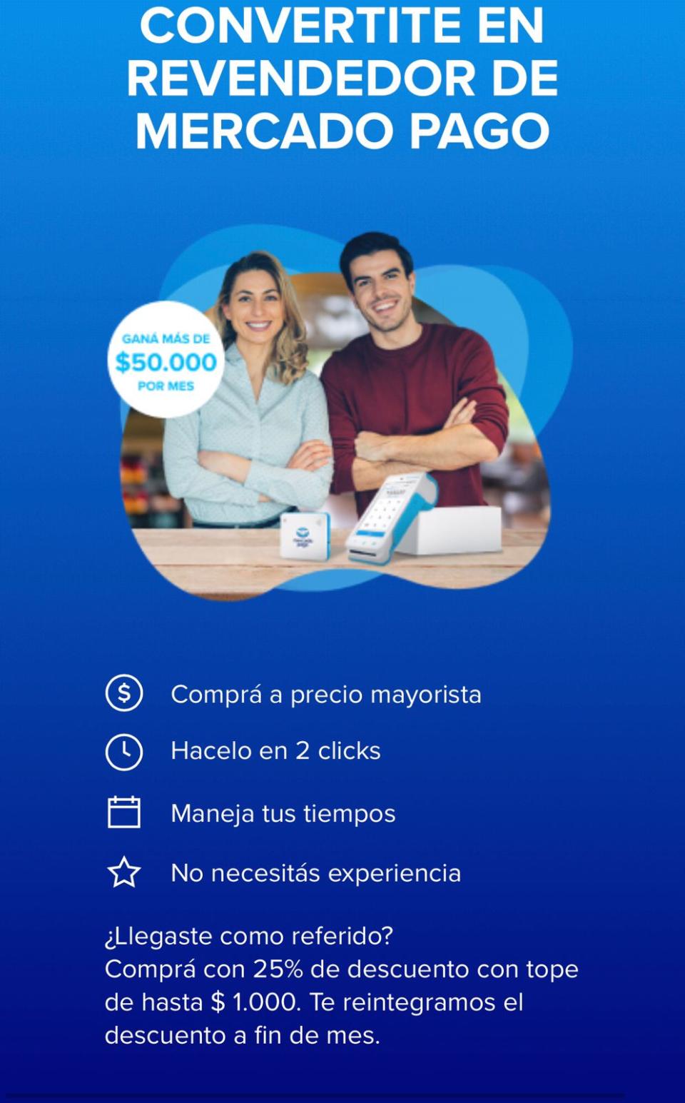 Información publicada en la app de Mercado Pago