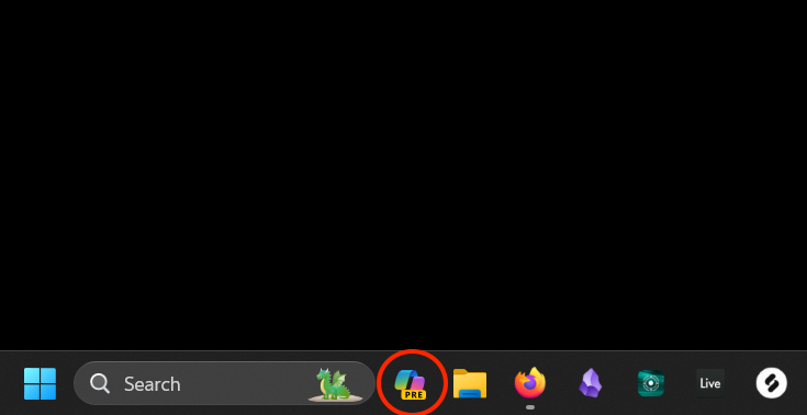 Copilot icon in taskbar. 