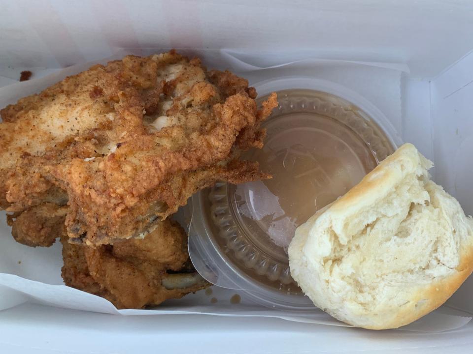 Fried chicken, biscuit, gravy