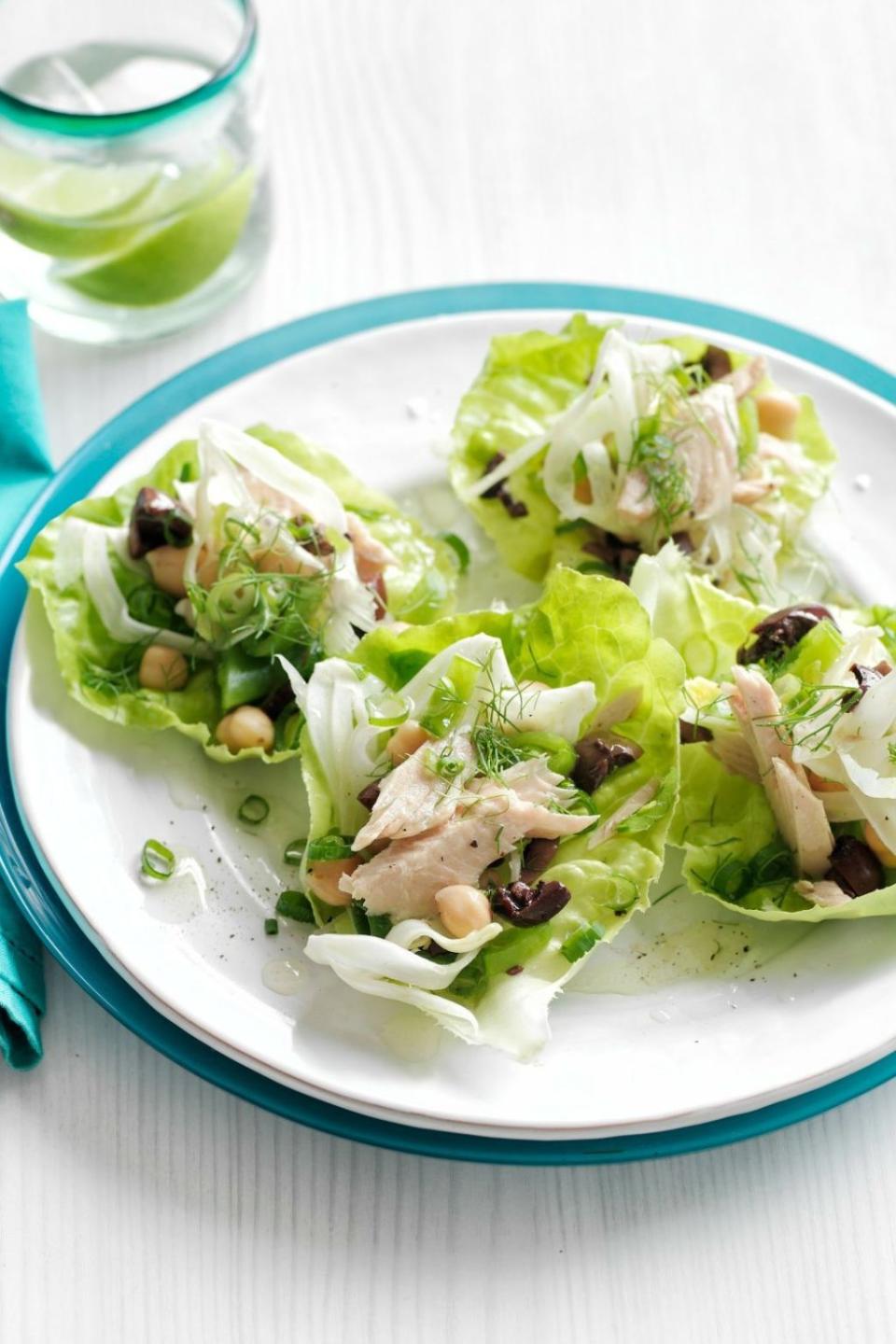 Tuna and Chickpea Lettuce Cups