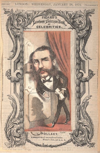 1874 image from ‘Figaro’s London Sketchbook of Celebrities,’ showing Ignatius Pollaky. (Lindsay Scrapbook/Ohio State University, Billy Ireland Cartoon Library & Museum)