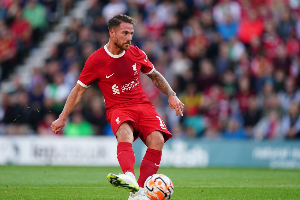 Alexis Mac Allister has had to fill an unfamiliar role in Liverpool’s midfield (Mike Egerton/PA) (PA Wire)